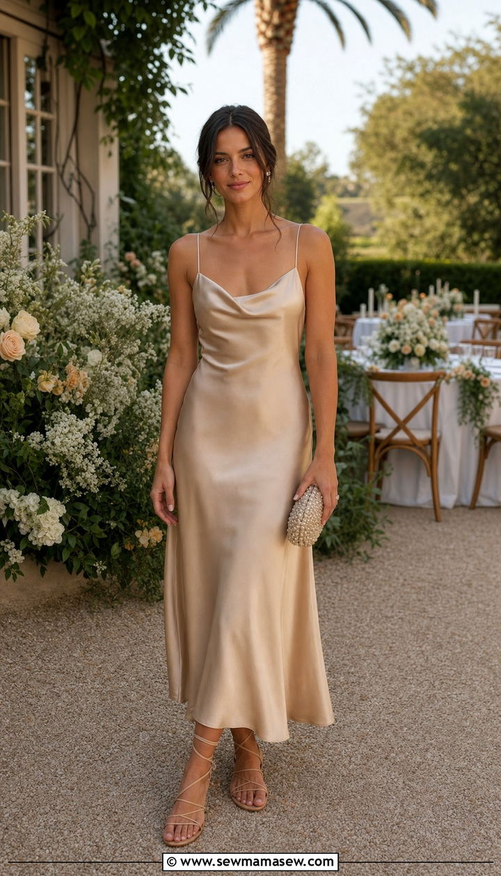 Slip Dress With Strappy Flat Sandals - 25 summer heatwave outfit ideas