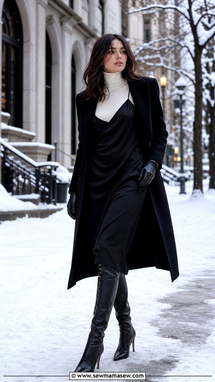 Slip Dress With Turtleneck And Knee High Boots - 25 Slip dress outfit ideas with boots
