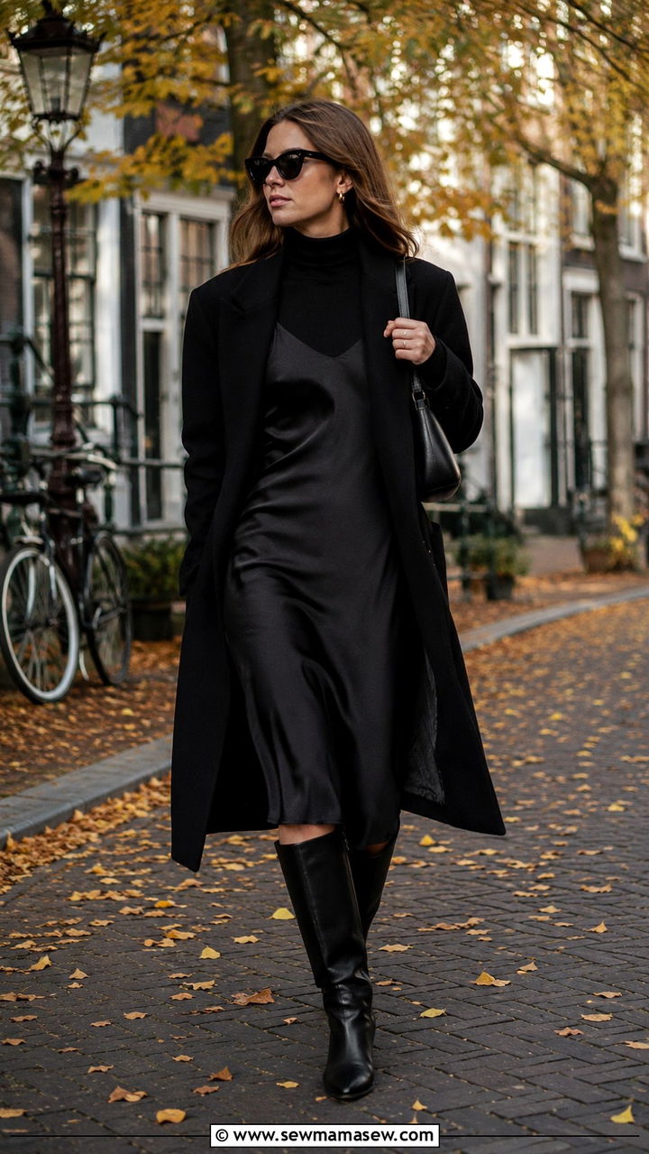 Slip Dress With Turtleneck Underneath - 20 slip dress outfits inspo