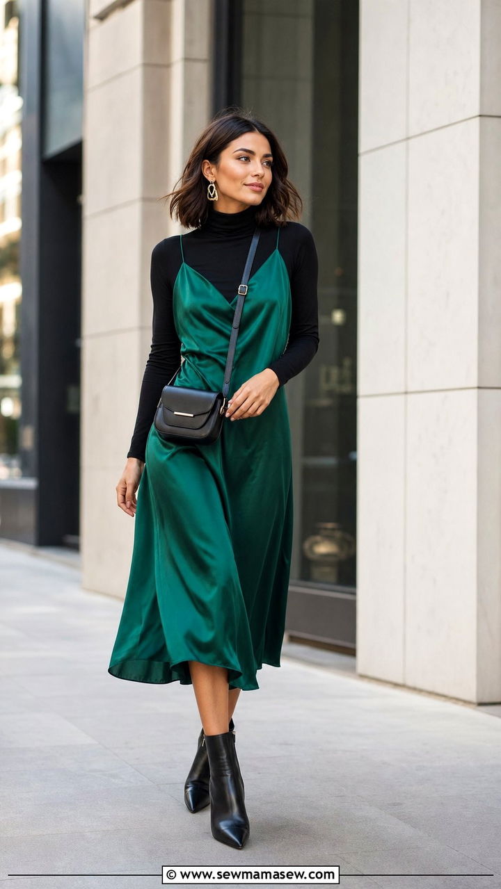 Slip Dress With Turtleneck Underneath - 25 slip dress outfits aesthetic