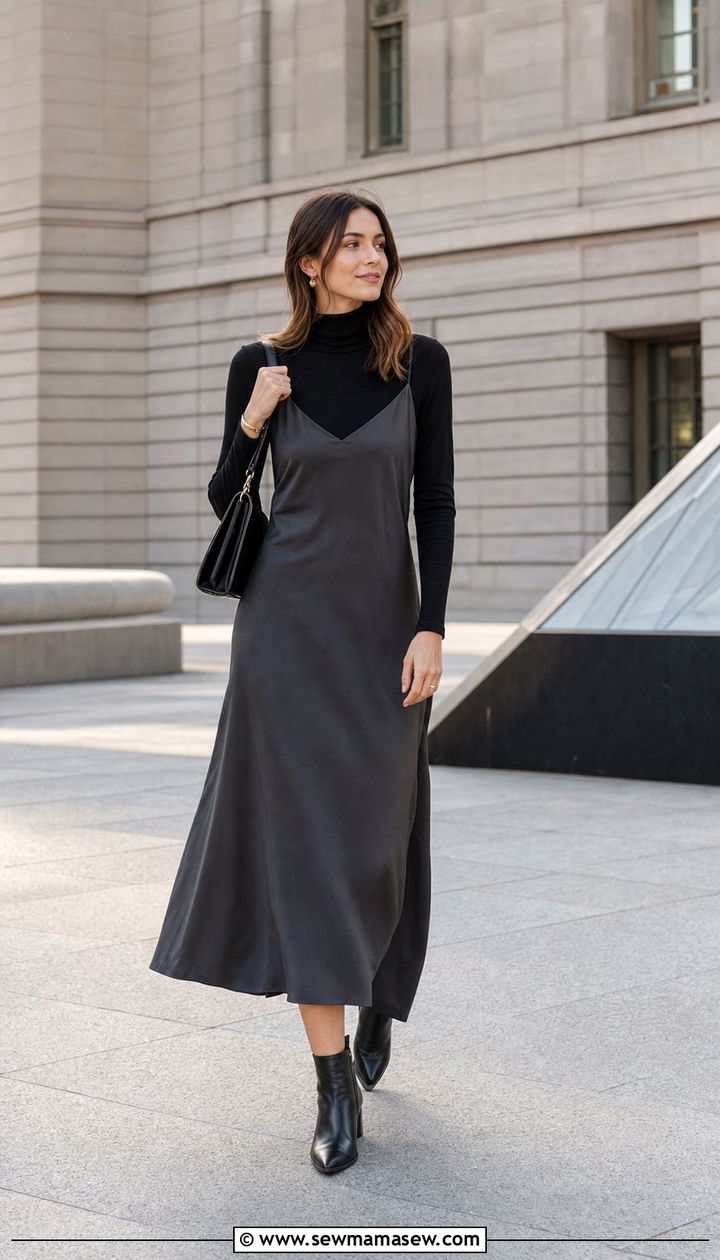 Slip Dress With Turtleneck Underneath - 25 spring slip dress outfit ideas