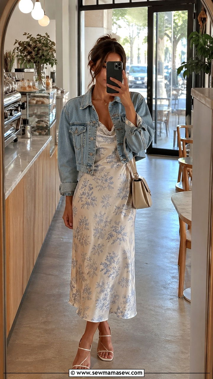 Slip Dress With a Cropped Denim Jacket - 30 Late May outfit ideas