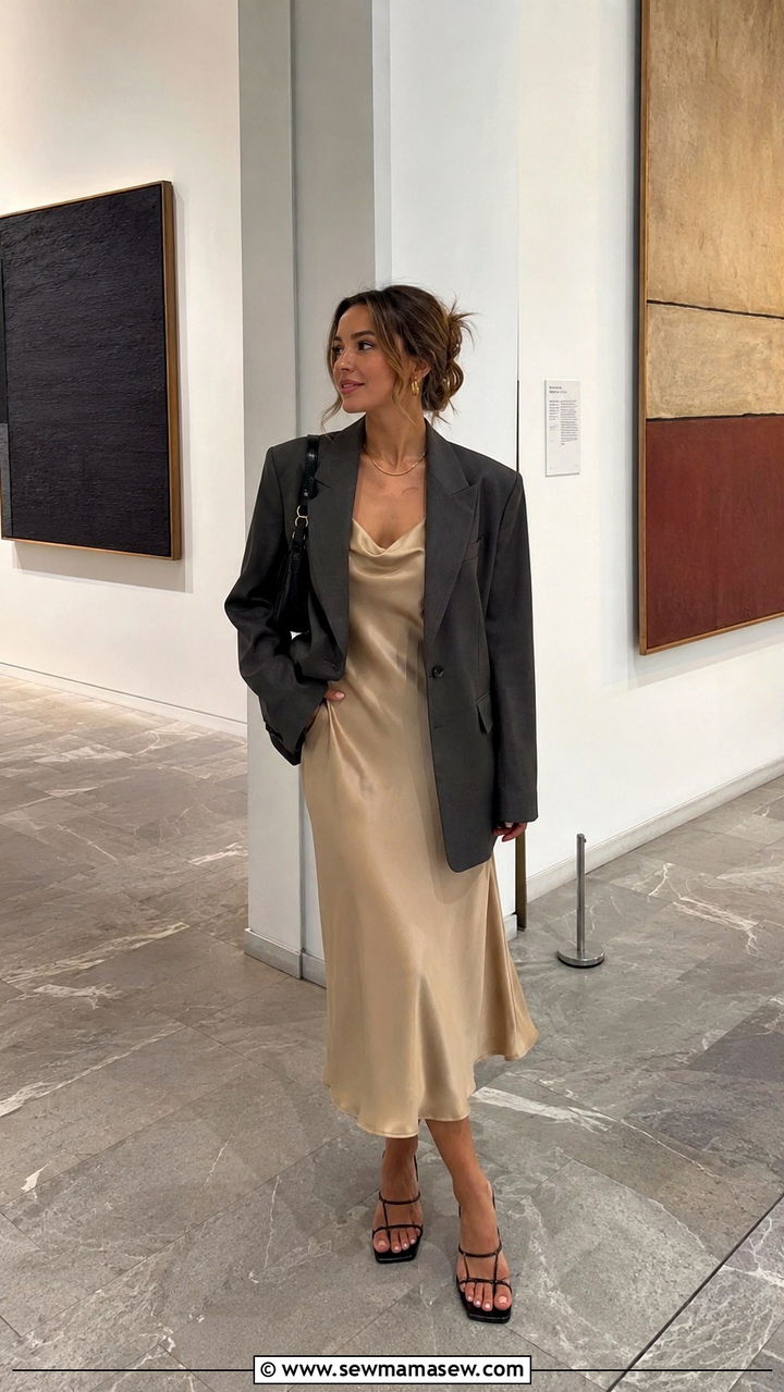 Slip Dress and Oversized Blazer Outfit - 30 Outfit ideas for millennial women