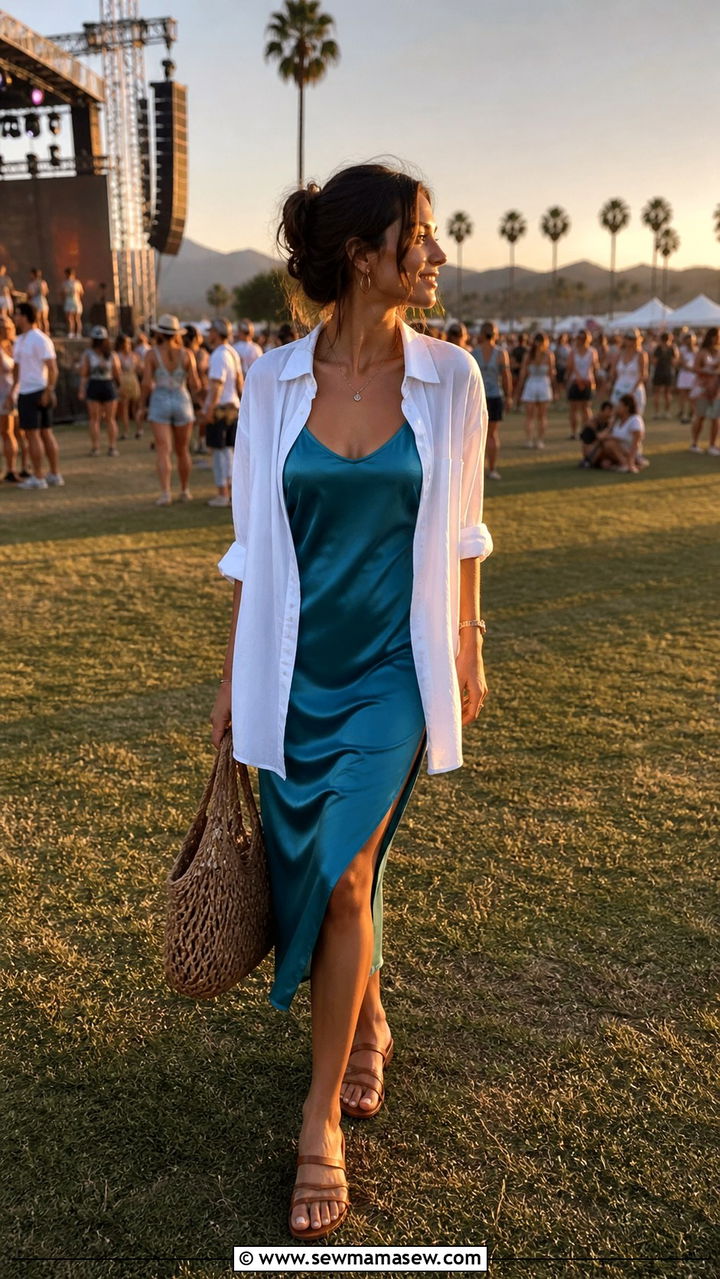 Slip Dress and Oversized Shirt Outfit - 40 Chic summer outfit ideas 2026