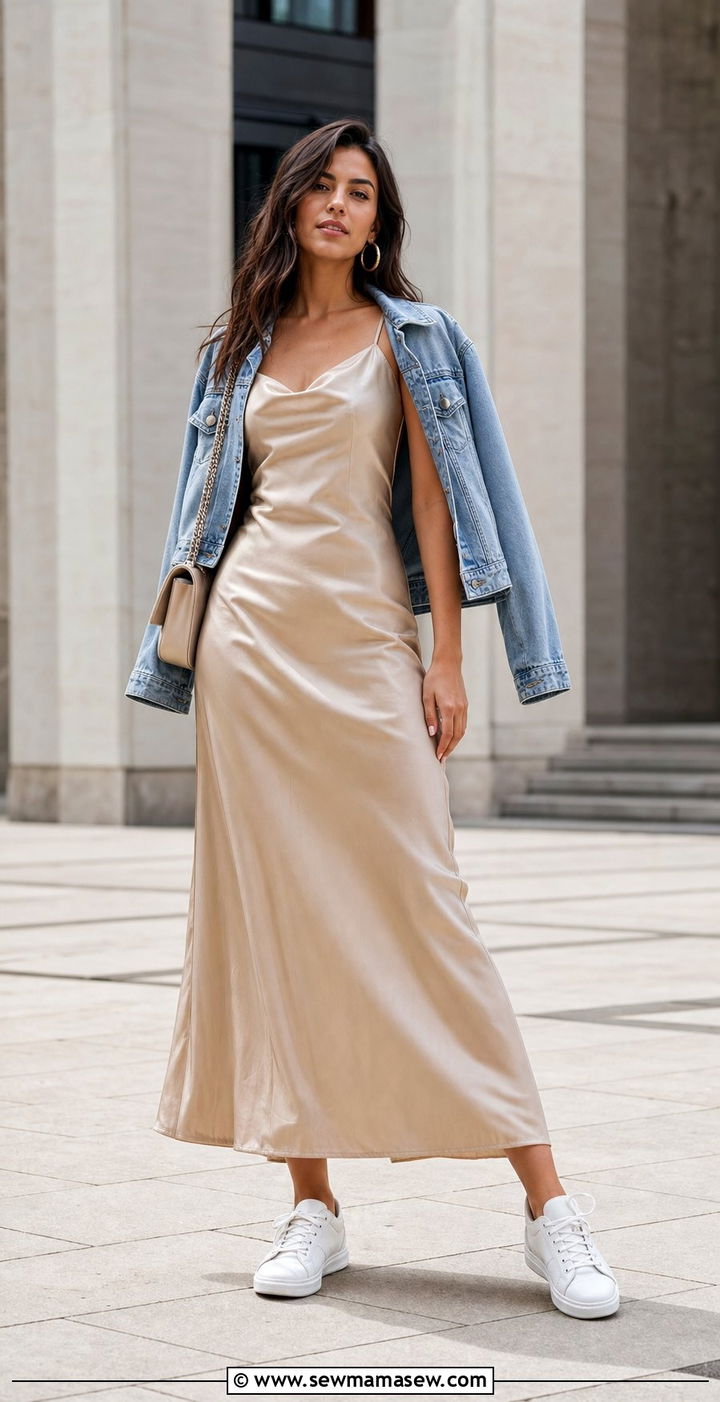 Slip Dress and Sneakers Outfit - 25 summer model off duty outfits