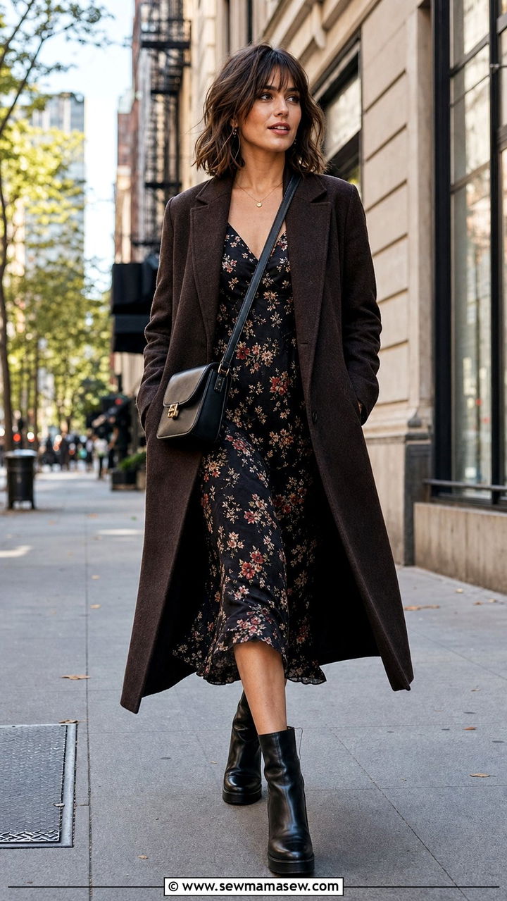 Slip Dress with Chunky Heeled Boots Outfit - 25 Slip dress outfit ideas with heels