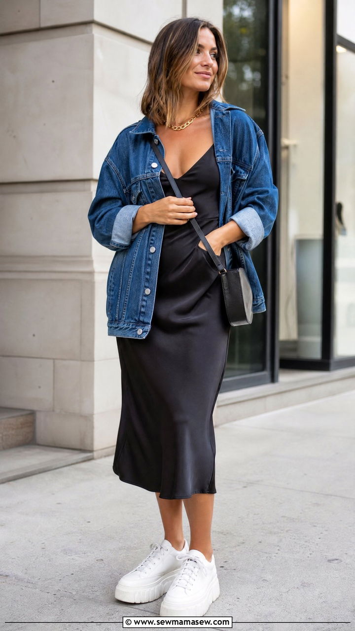 Slip Dress with Chunky Sneakers - 30 streetwear outfits for women