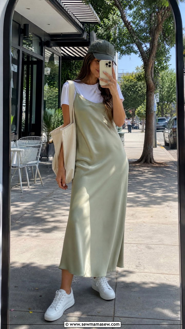 Slip Dress with T Shirt Underneath Outfit - 25 how to style dress outfits