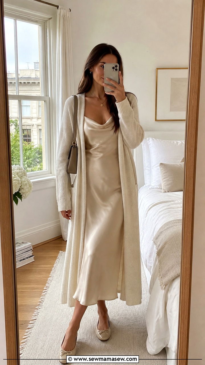 Slip Dress with a Cardigan - 40 What to wear in San Francisco
