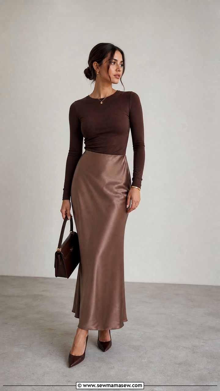 Slip Skirt Monochrome Outfit - 25 chic slip skirt outfit ideas