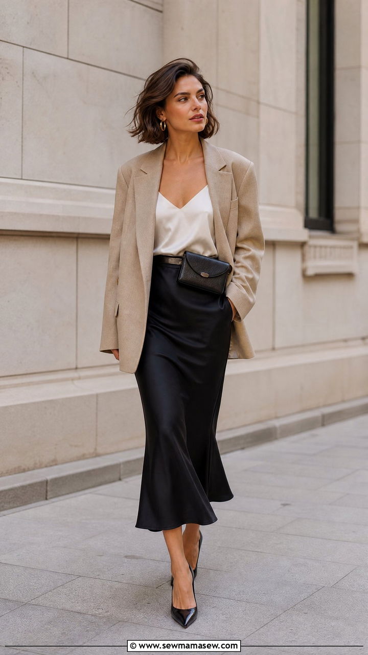 Slip Skirt With Blazer And Heels - 25 chic slip skirt outfit ideas