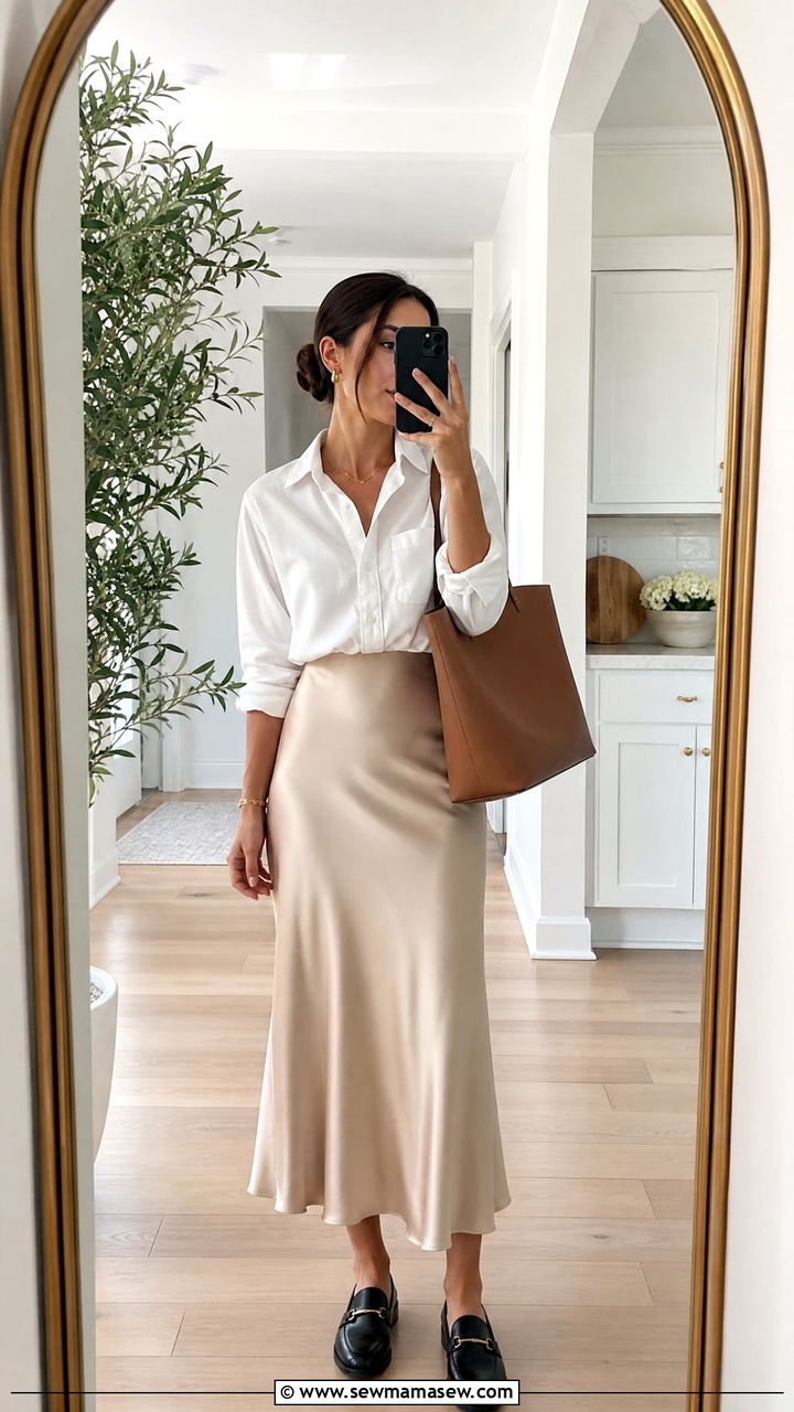 Slip Skirt With Button Down Shirt - 25 chic slip skirt outfit ideas