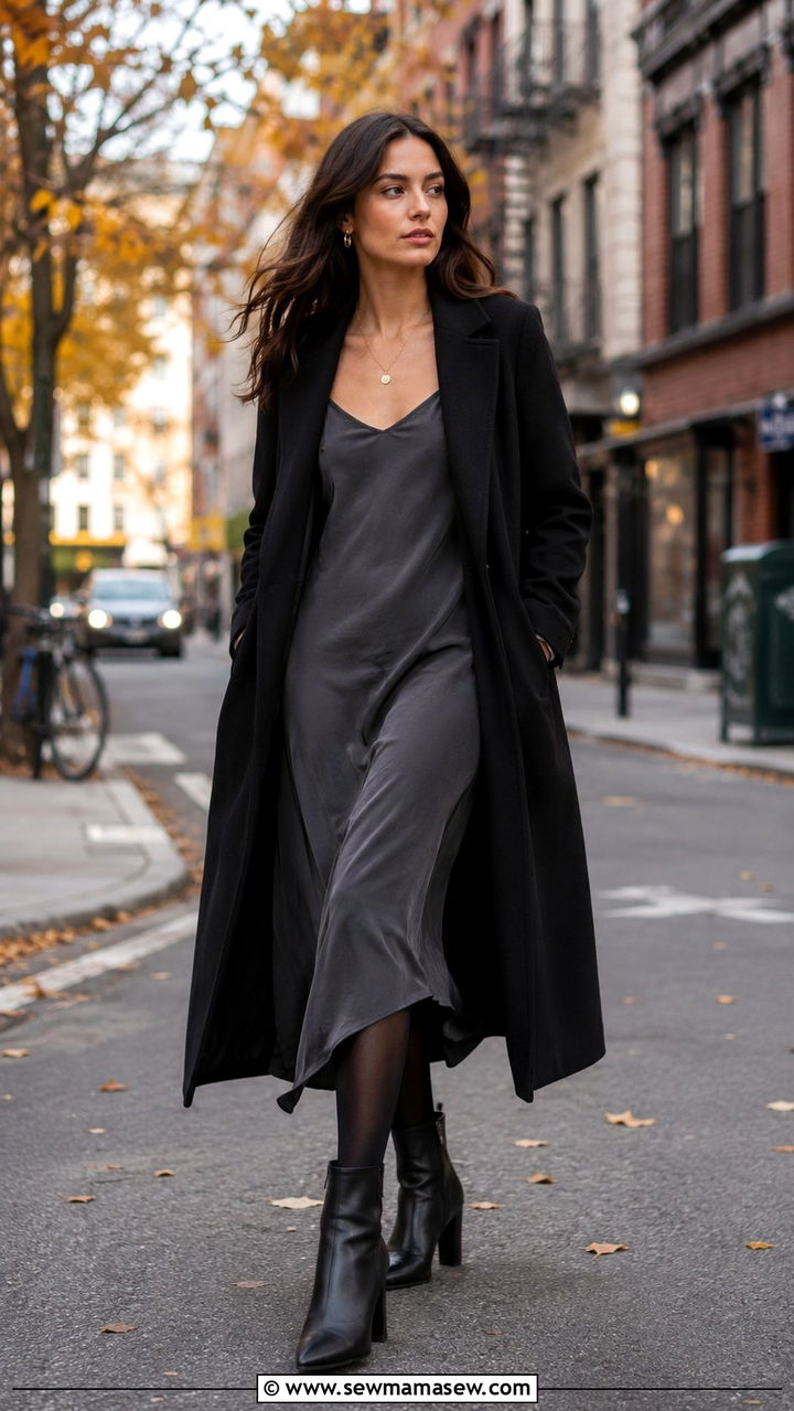 Slip dress with ankle boots - 30 how to style slip dress