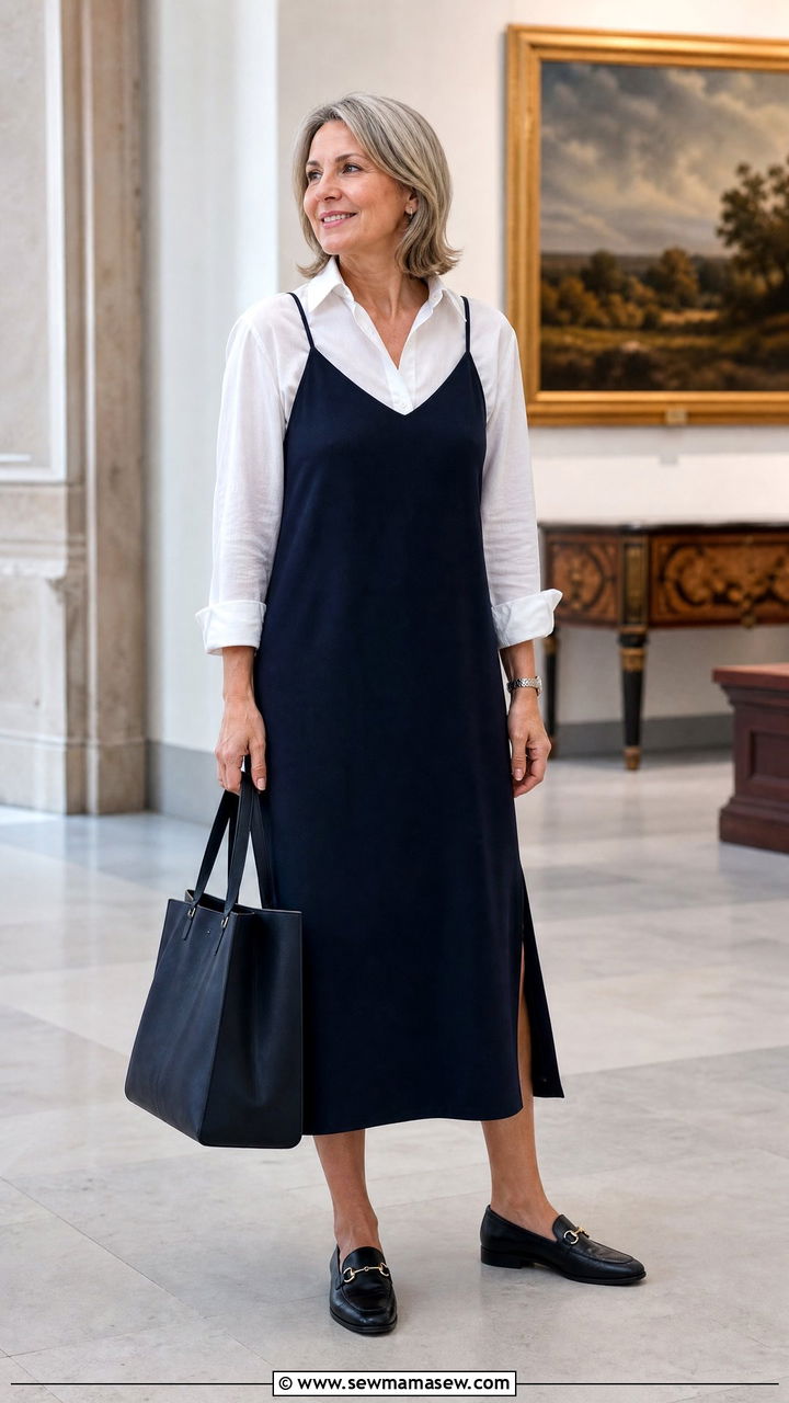 Slip dress with button down shirt - 20 How to style a slip dress over 50