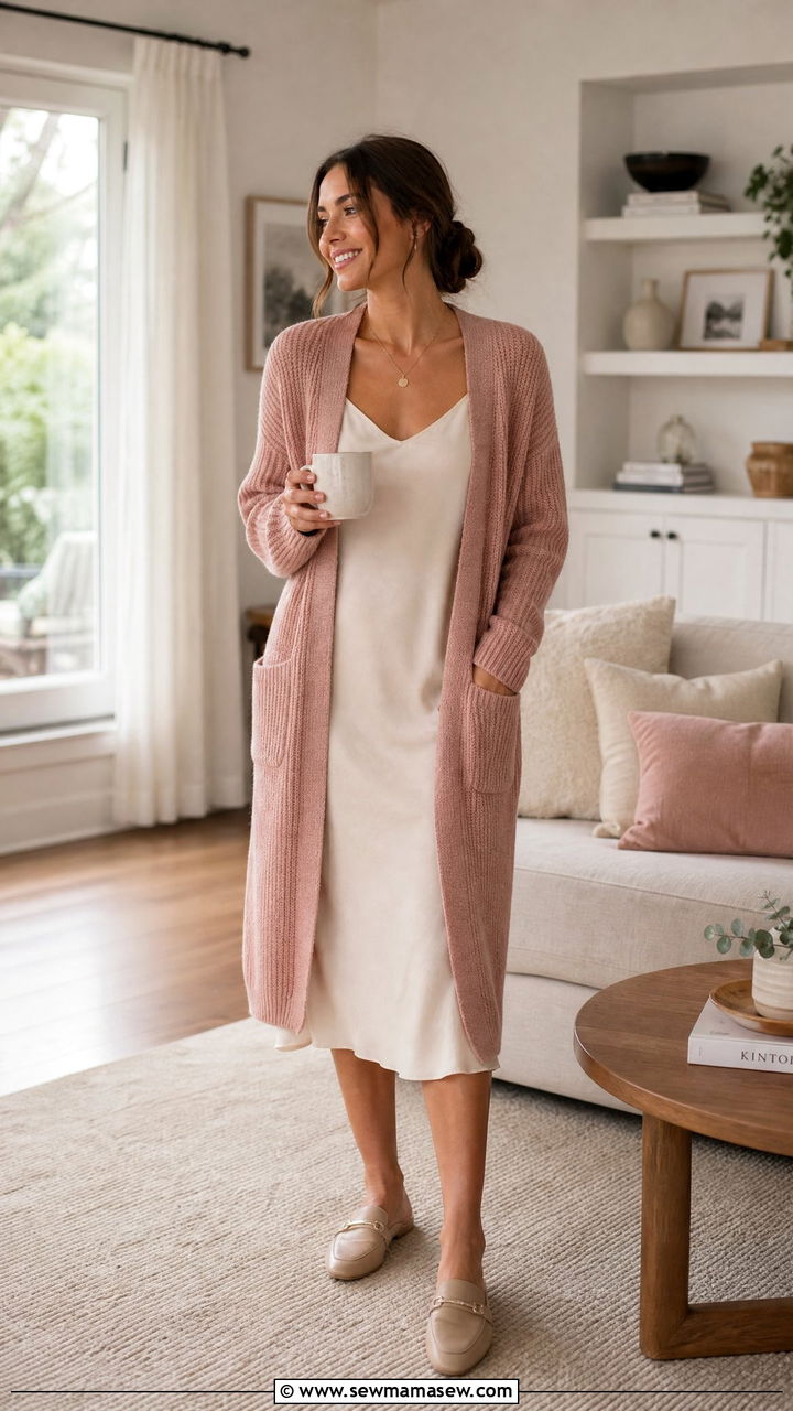 Slip dress with cardigan outfit - 35 How to style a slip dress