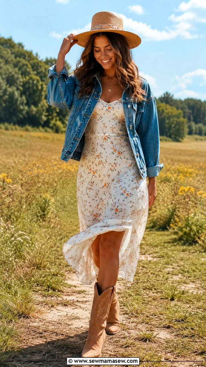 Slip dress with cowboy boots - 30 how to style slip dress