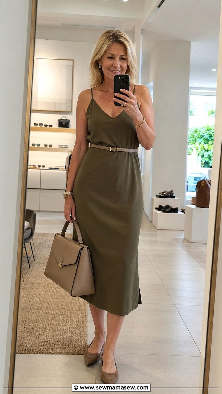 Slip dress with pointed toe flats - 20 How to style a slip dress over 50