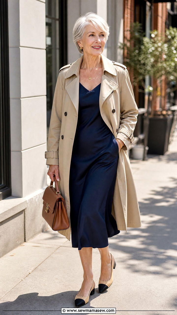 Slip dress with trench coat - 20 How to style a slip dress over 60