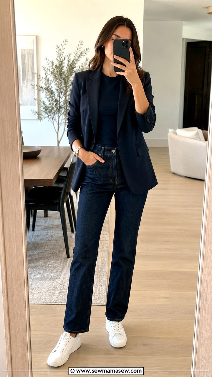 Smart Casual Blazer with Dark Jeans - 25 Videographer outfit ideas