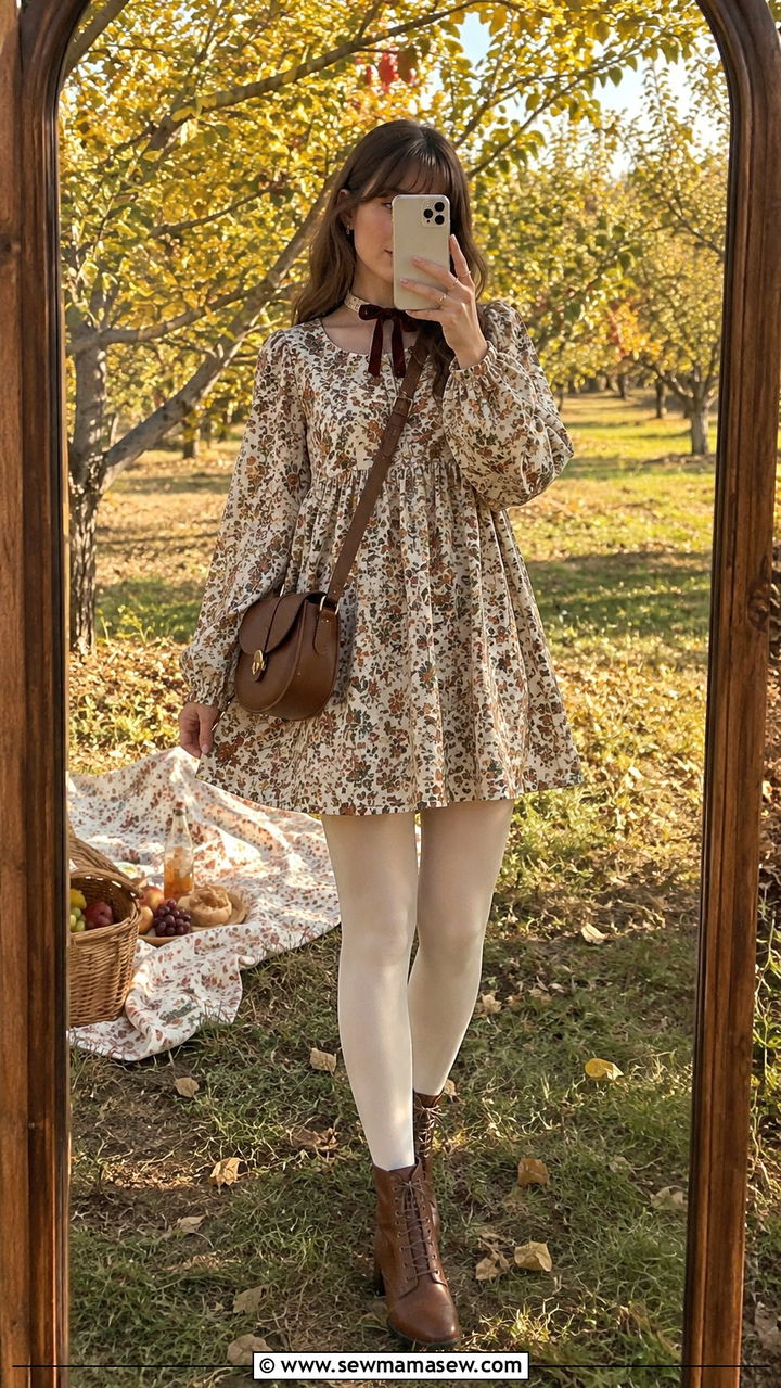 Smock Babydoll Dress With Ankle Lace Up Boots - 25 Boho outfit ideas 60s style
