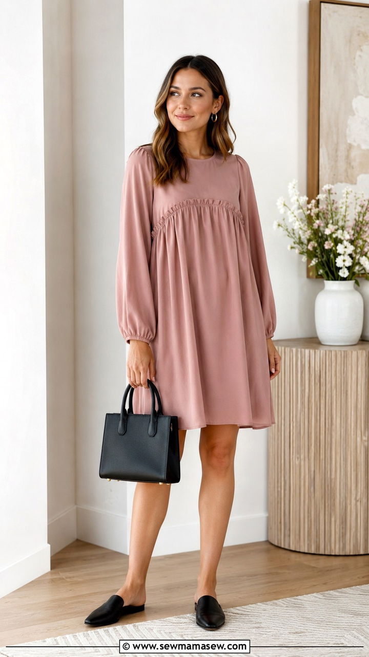 Smock Dress and Flat Mules Outfit - 25 work outfits for new moms