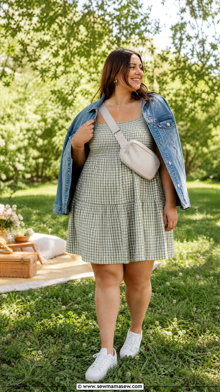 Smock Dress with White Sneakers Outfit - 30 Summer outfits for curvy women