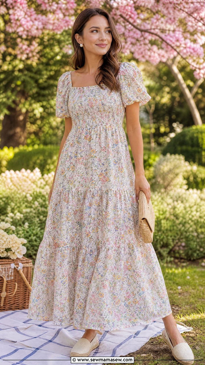 Smocked Bodice Maxi Dress - 30 Feminine spring outfits