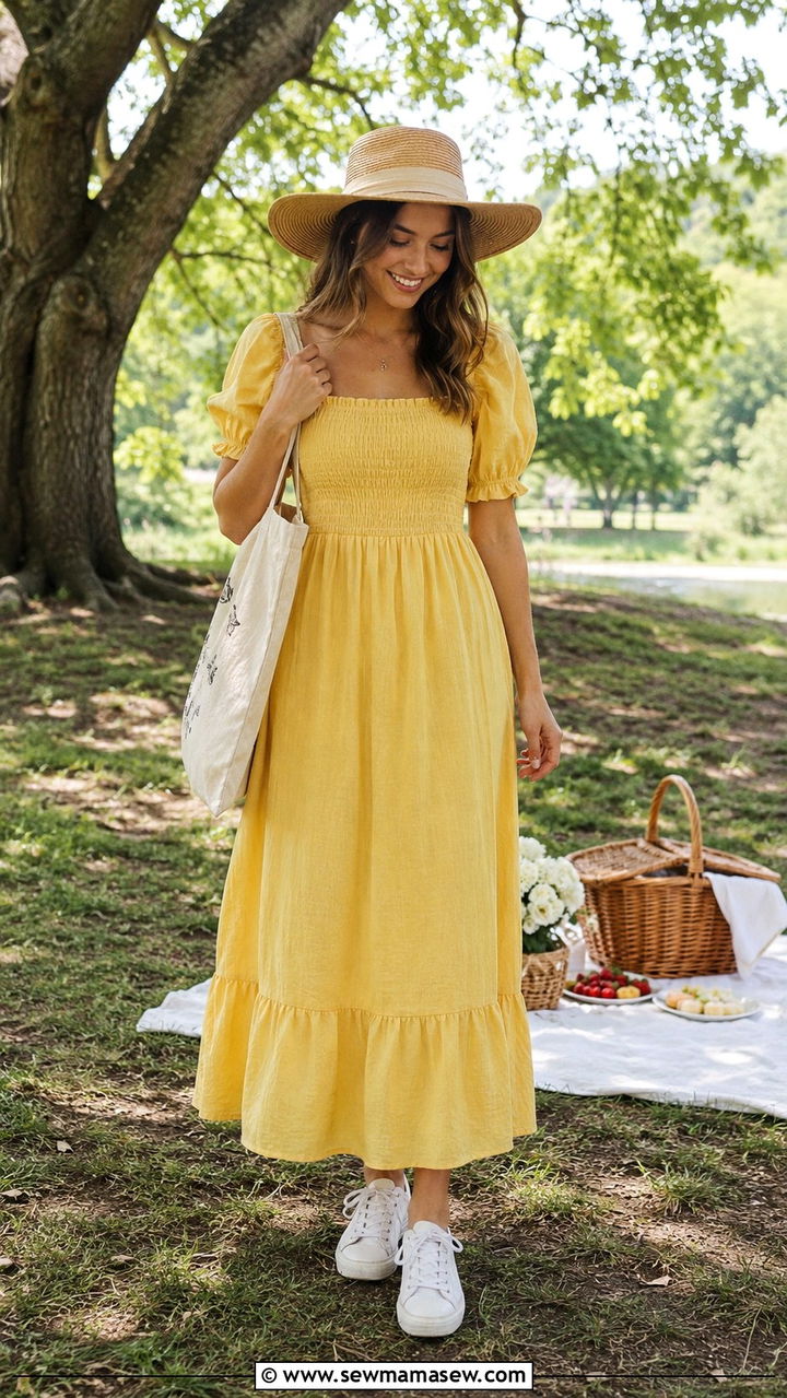 Smocked Bodice Maxi Dress Outfit - 20 maxi dress outfits 2026