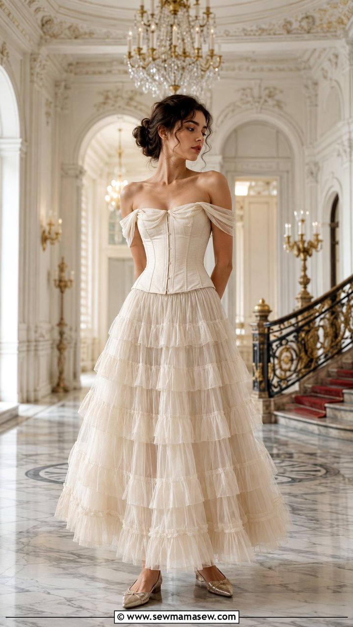 Smocked Corset Top And Full Length Layered Skirt - 25 poetcore outfits to copy