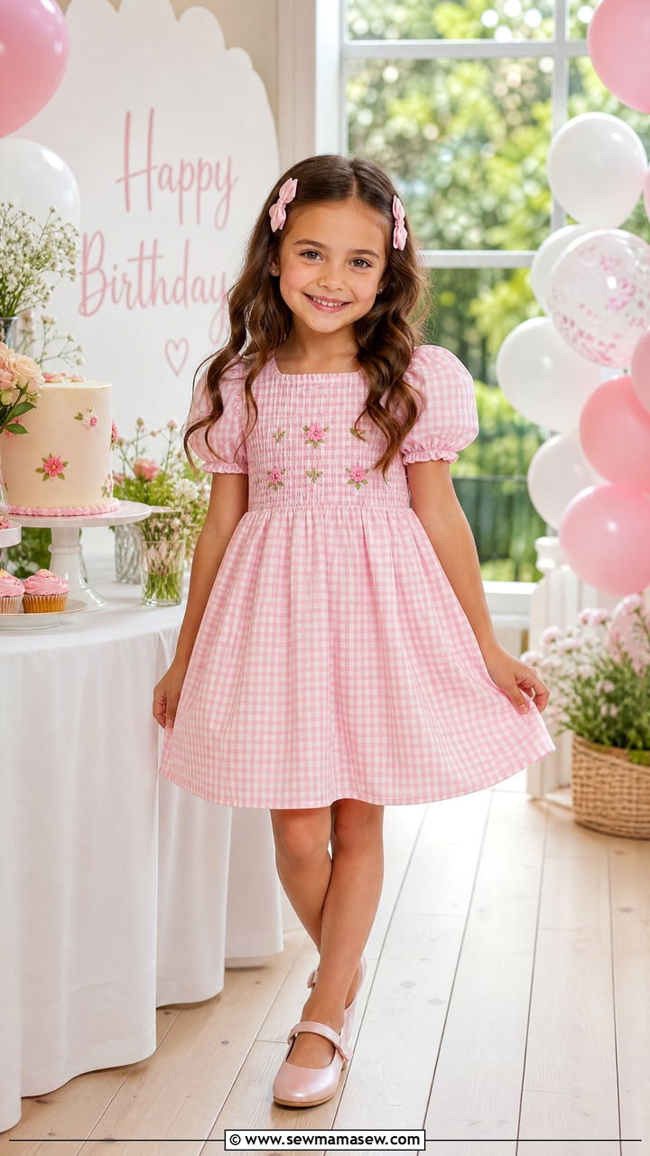 Smocked Dress with Hair Accessories - 30 Summer outfits for kids