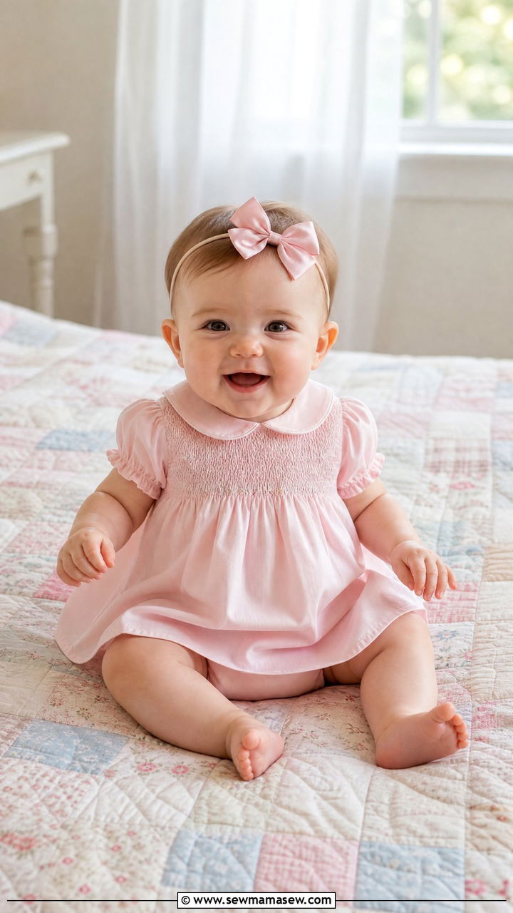 Smocked Dress with Peter Pan Collar - 20 6 month photo outfit ideas