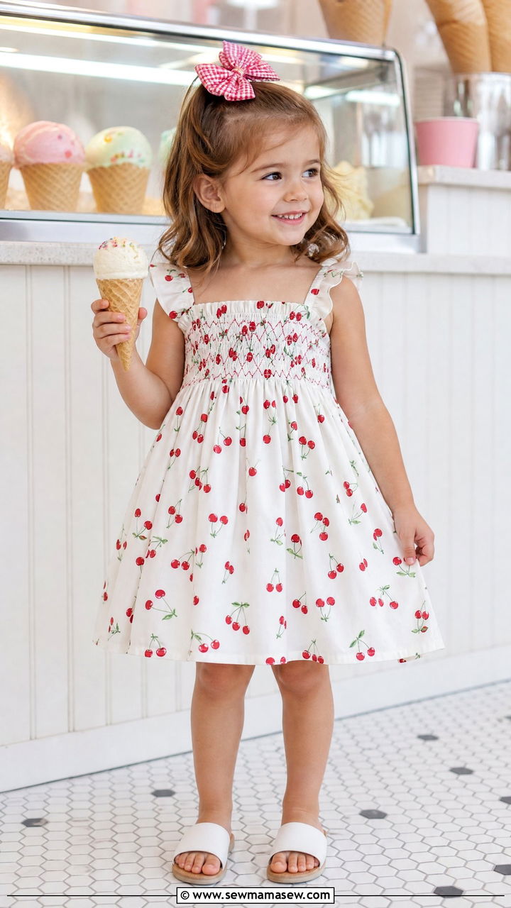 Smocked Dress with Sandals - 30 Summer outfits for little girls