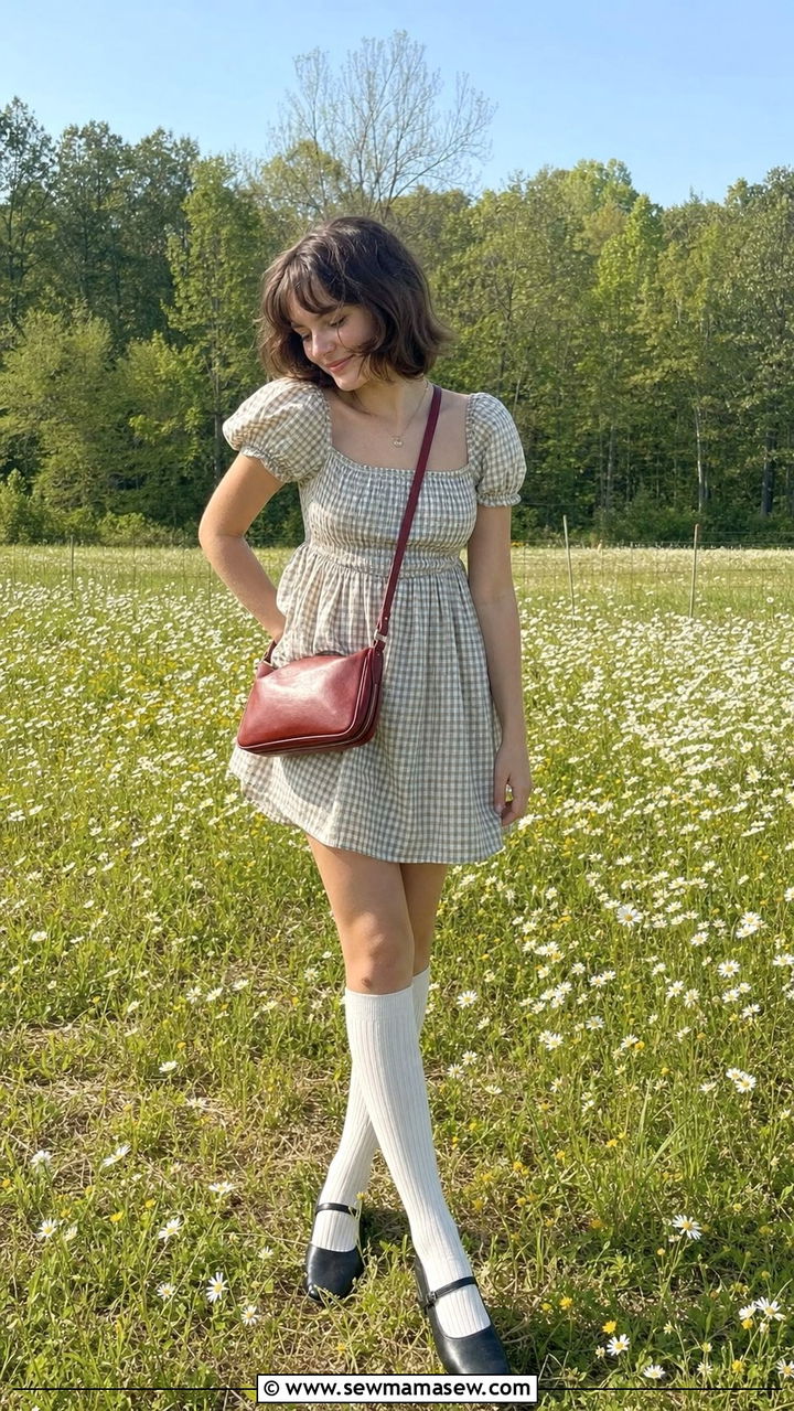 Smocked Mini Dress With Knee High Socks Outfit - 25 Spring cottagecore outfits 2026