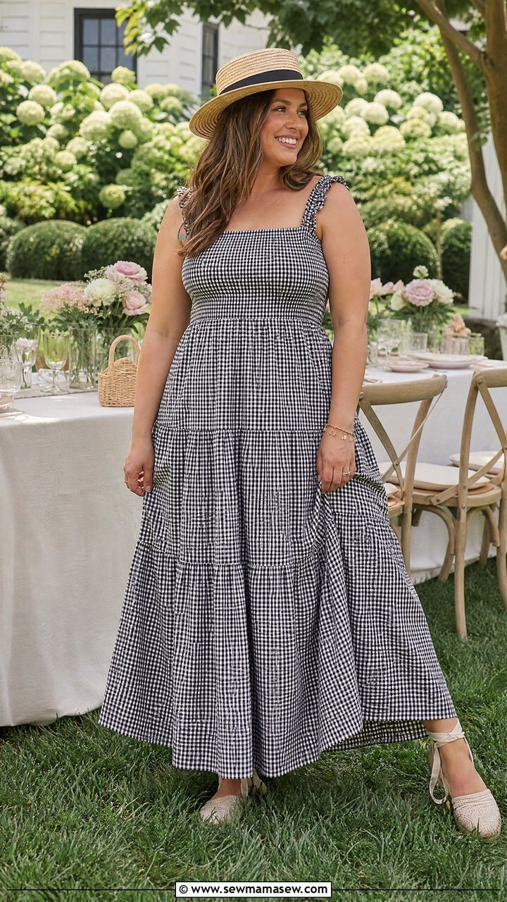 Smocked bodice maxi dress with tiered skirt - 30 Summer outfits for midsize women