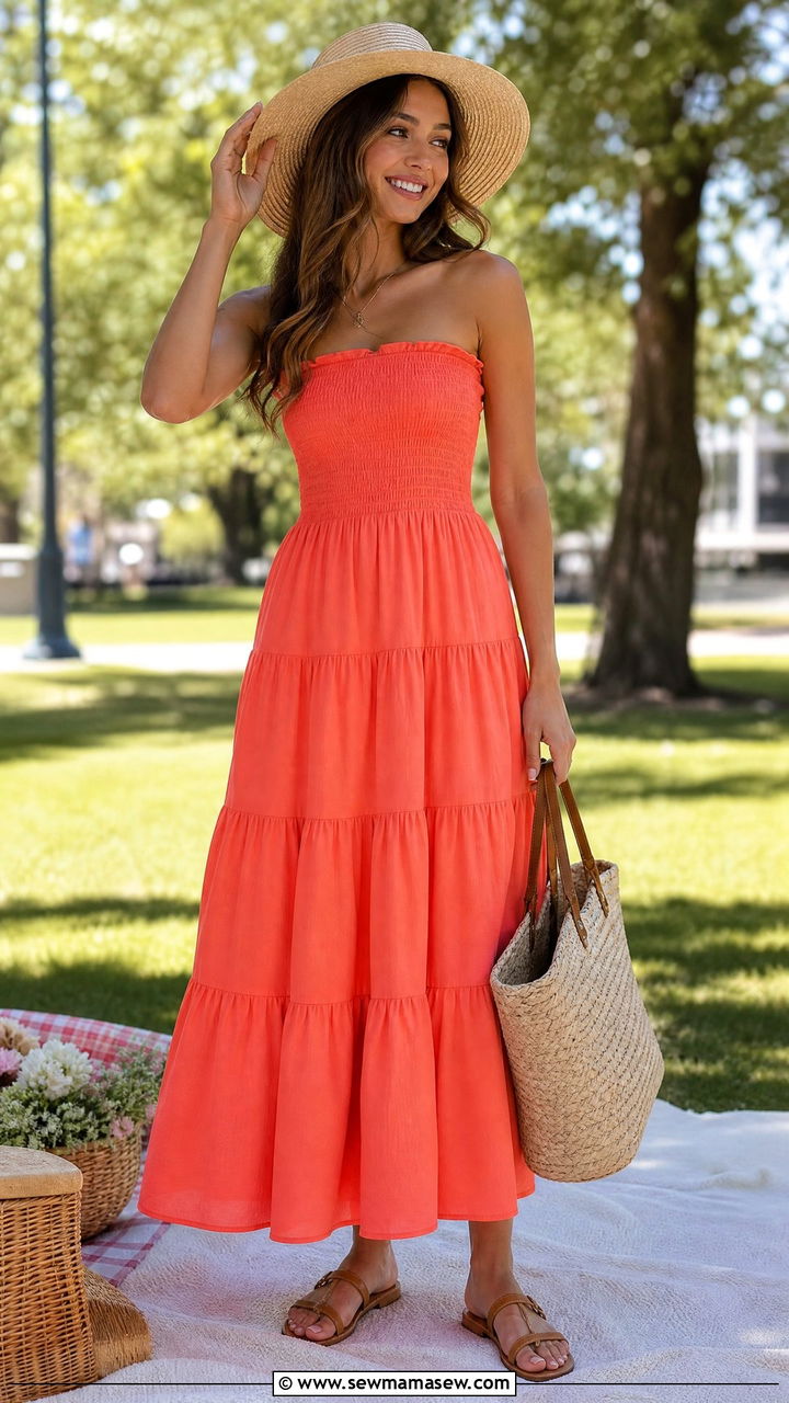 Smocked maxi dress summer outfit - 35 maxi dress outfits aesthetic