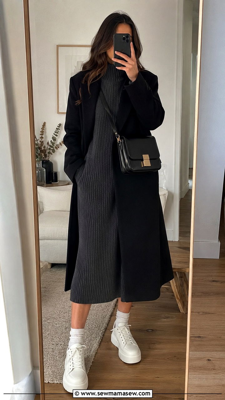Sneakers With Sweater Dress - 20 sneaker outfits inspo