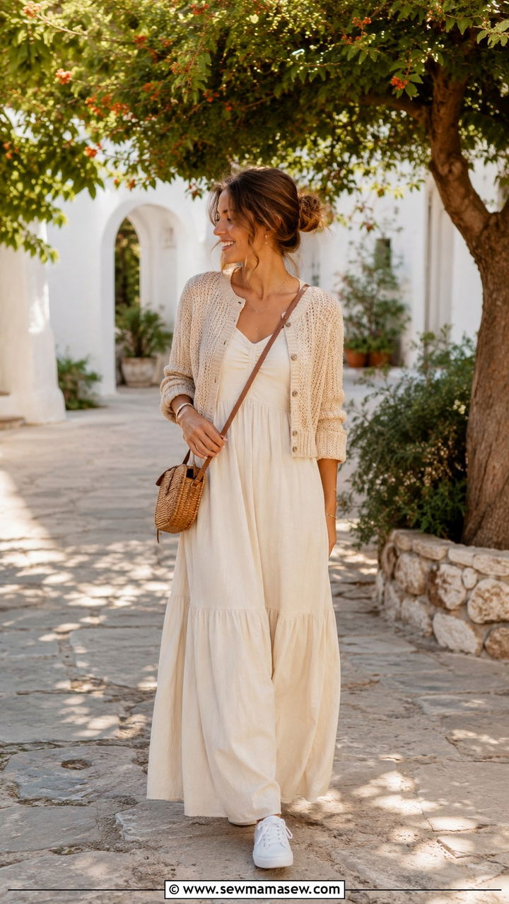 Sneakers with a Flowy Maxi Dress - 30 classy sneaker outfits