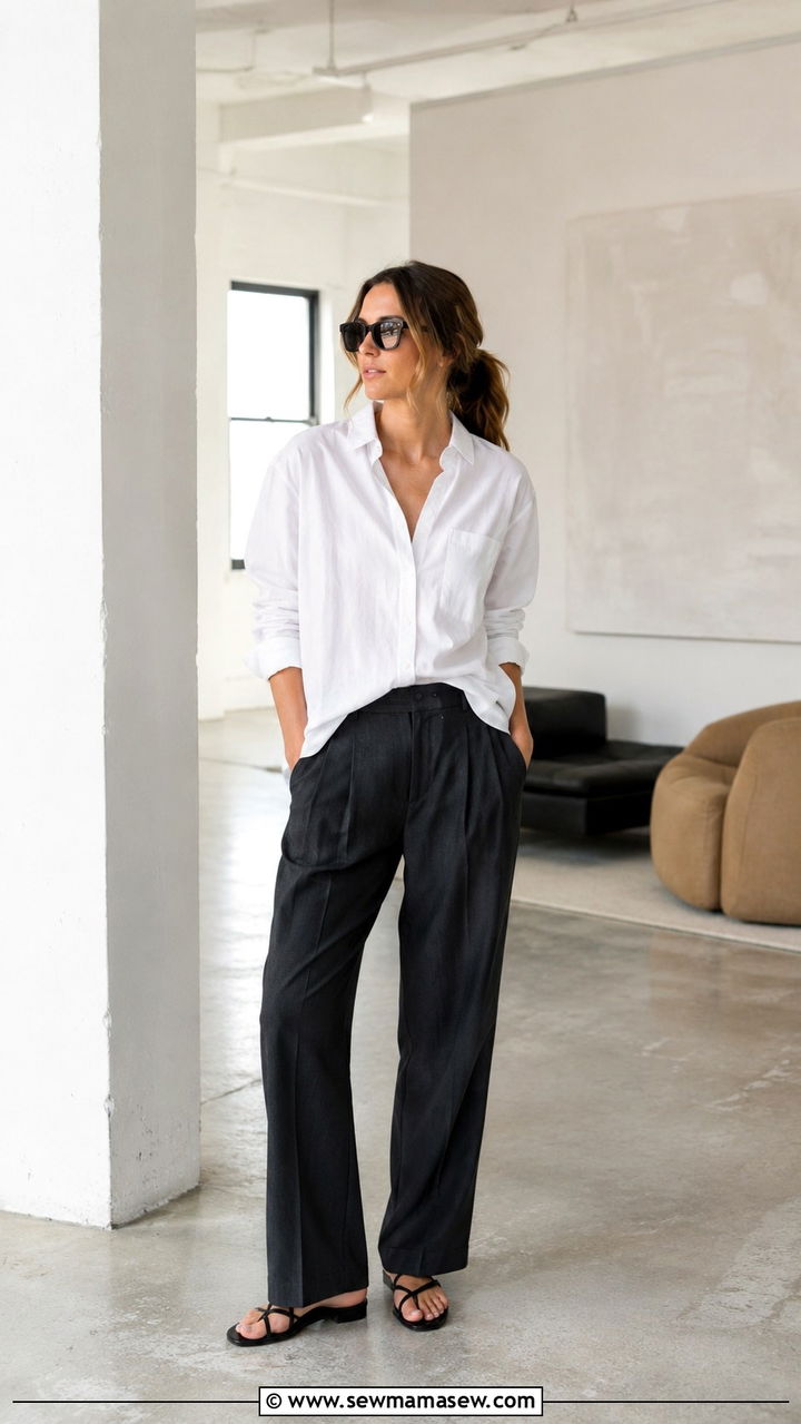 Sofia Richie Grainge Oversized Button Down and Trousers - 20 Old money outfit ideas Sofia Richie Grainge