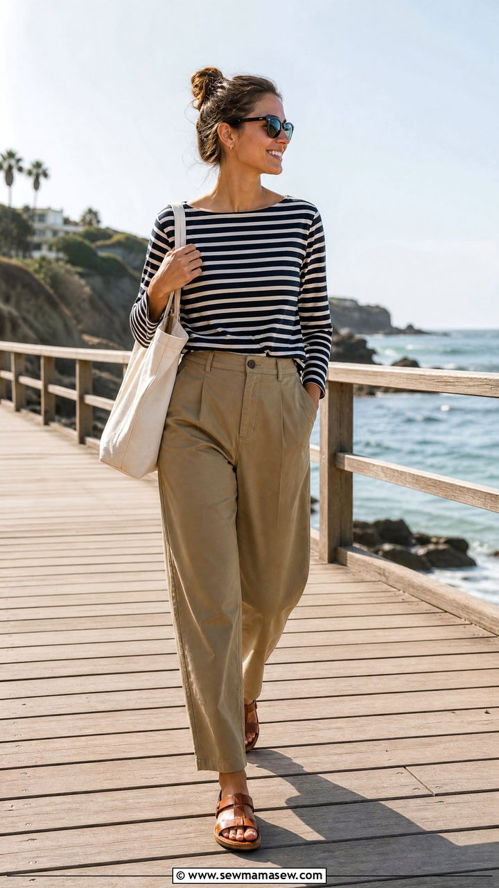 Sofia Richie Grainge Stripes and Khaki Outfit - 20 Old money outfit ideas Sofia Richie Grainge