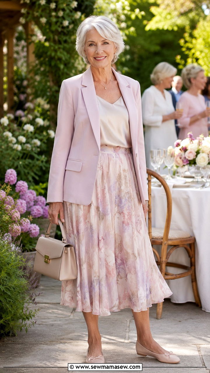 Soft Blazer With Midi Skirt - 30 Party outfits for women over 60