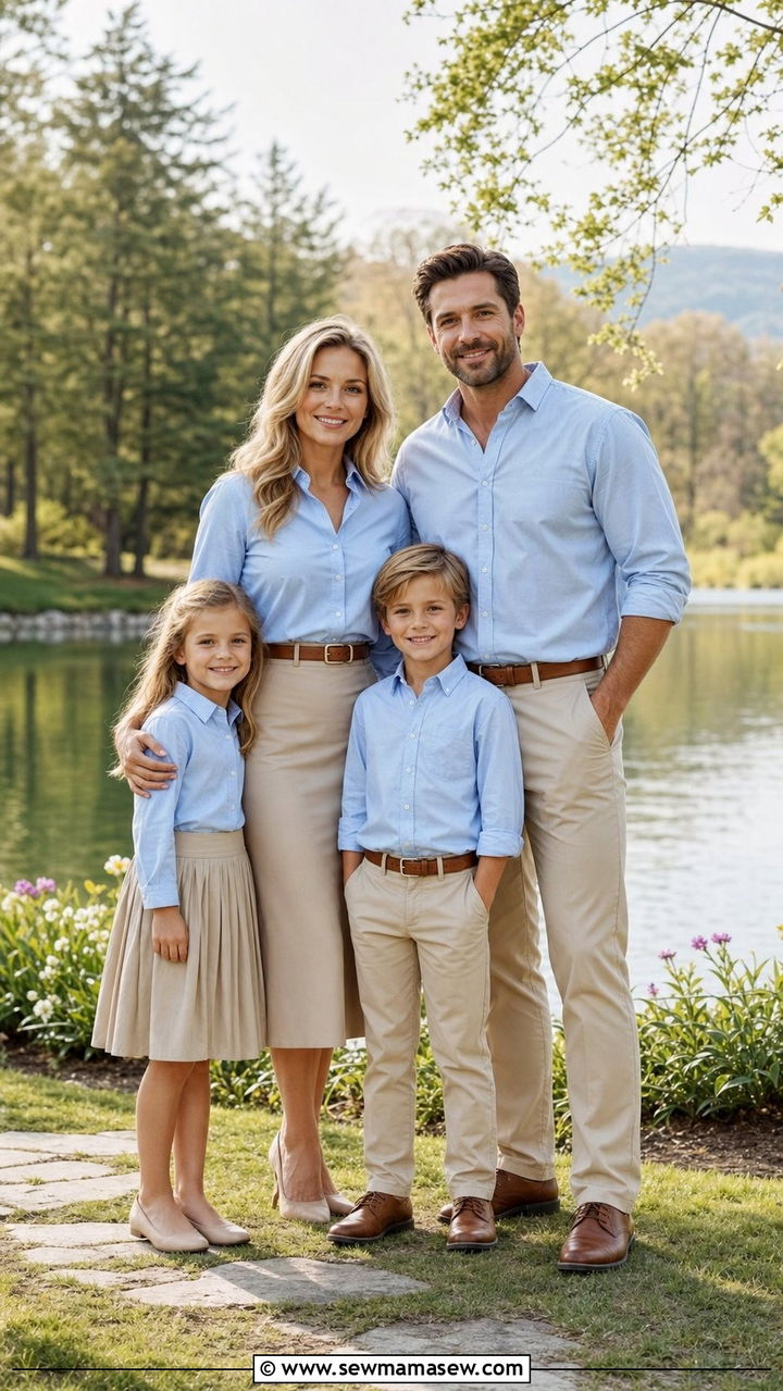 Soft Blue Button Down And Khaki Family Photo Outfit - 25 Family photo outfit ideas matching