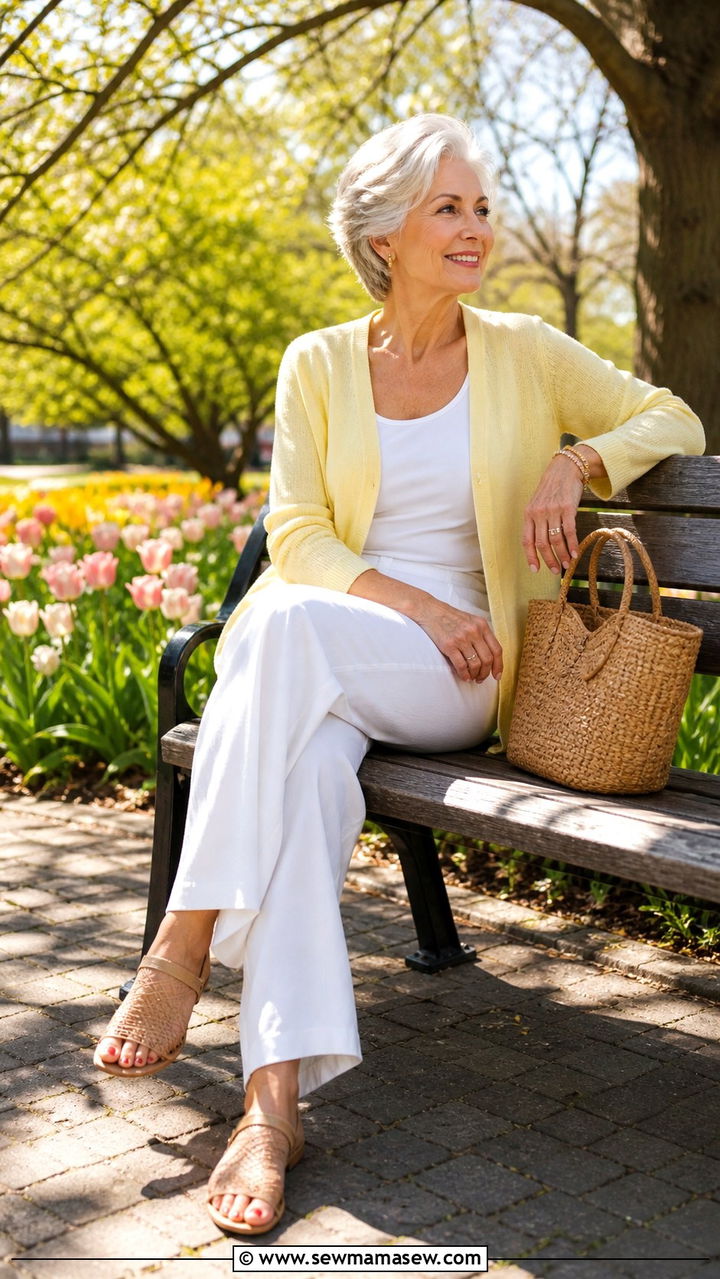 Soft Cardigan with White Pants Spring Outfit - 40 Spring outfit ideas for women over 60 2026