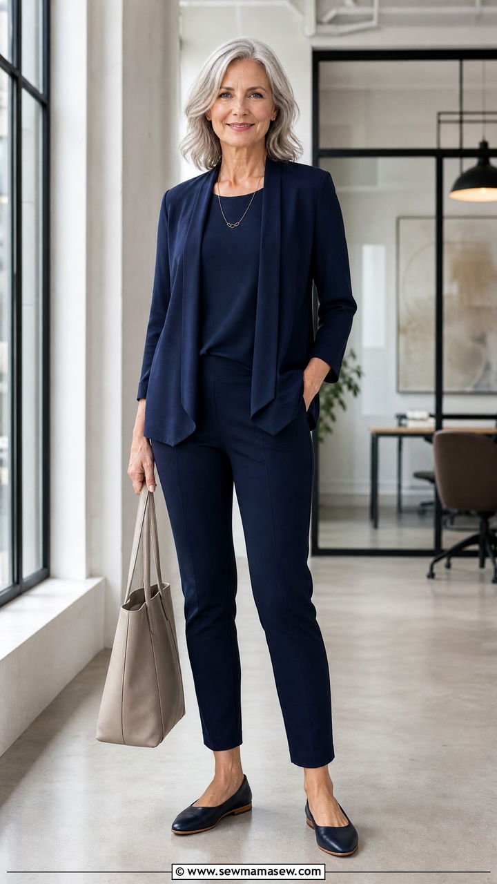 Soft Drapey Blazer With Ponte Pants - 30 Minimalist outfits for women over 50