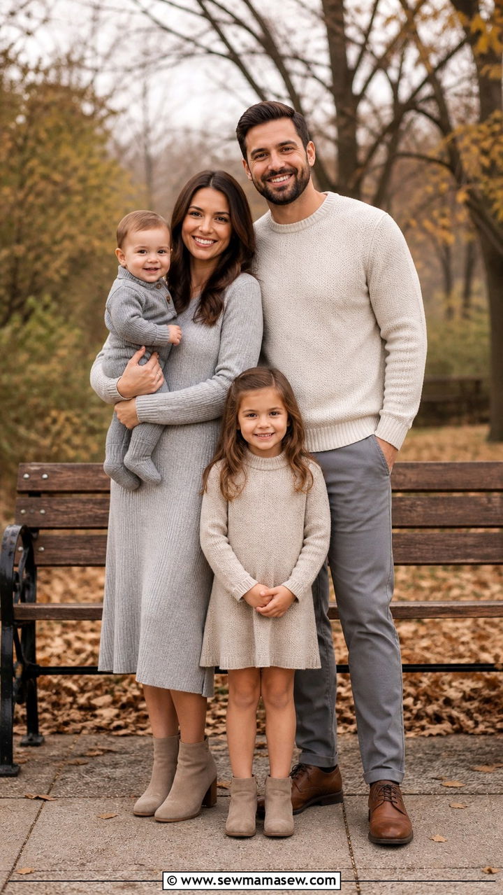 Soft Gray and Oatmeal - 40 Spring family photo outfits
