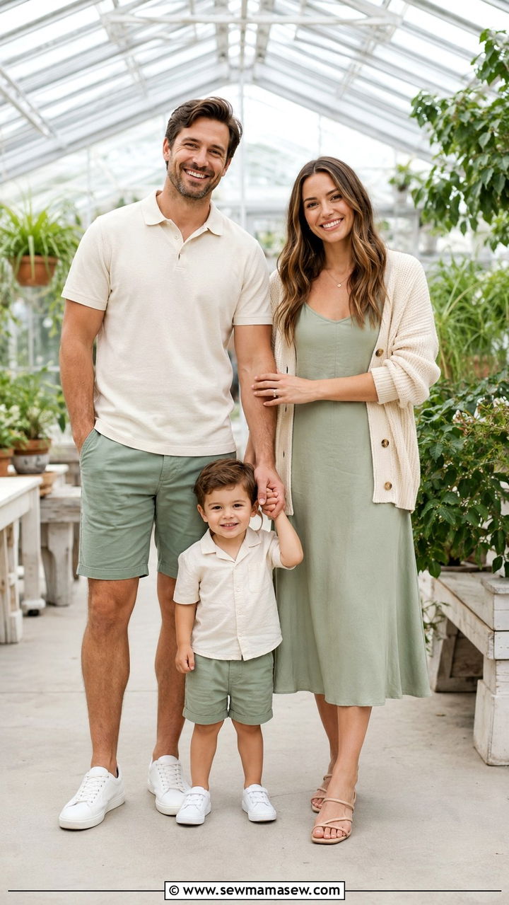 Soft Green And Cream Family Photo Outfits - 30 casual family photo outfits