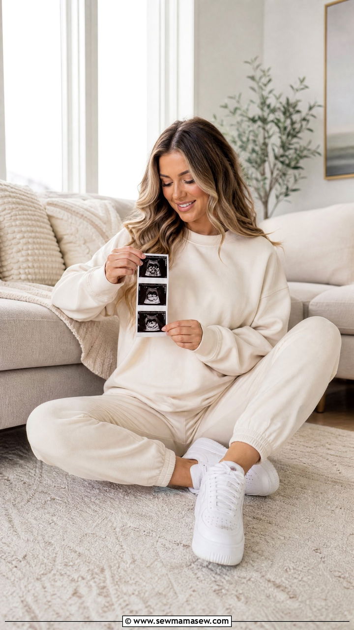 Soft Joggers and Light Sweatshirt With Clean Sneakers - 25 Gender reveal photo outfit ideas 2026