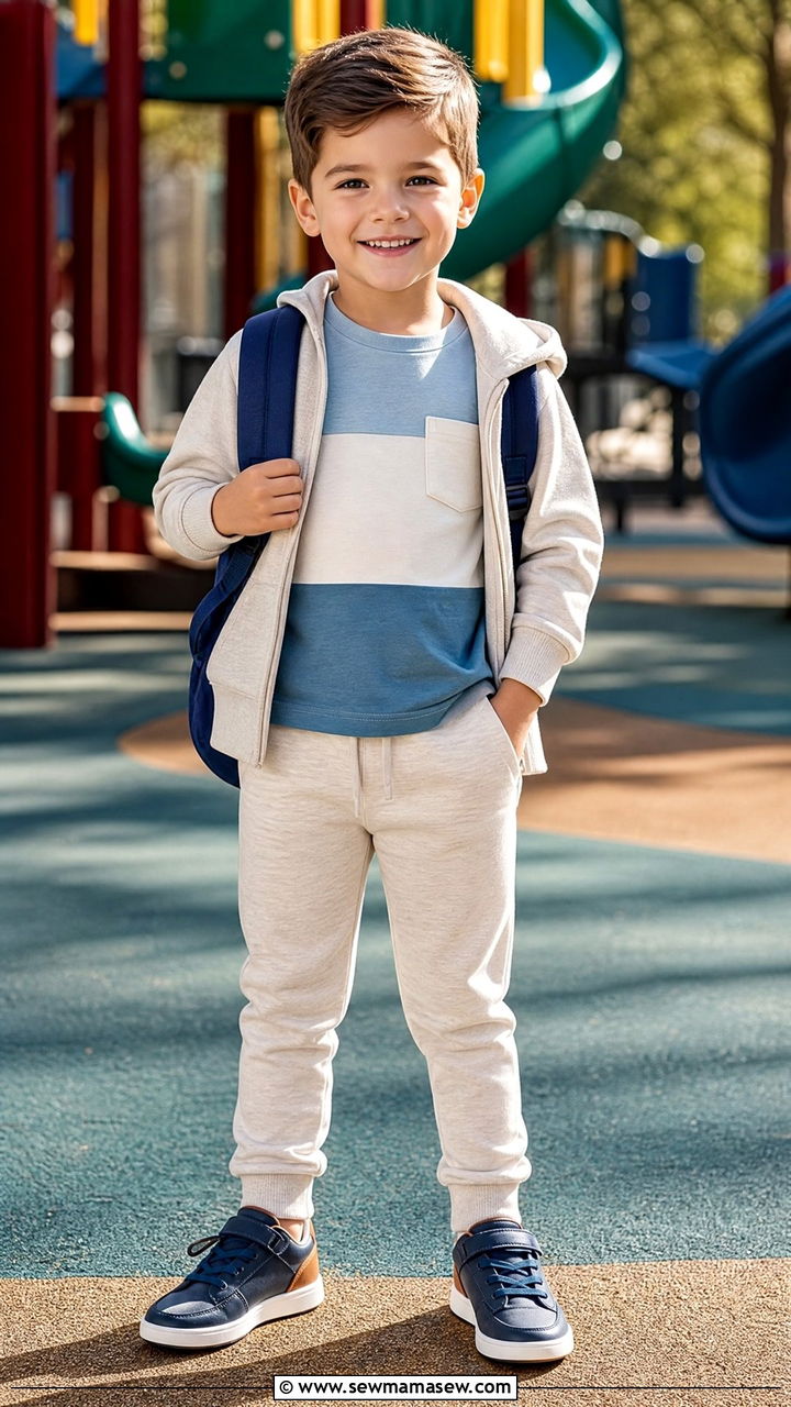Soft Joggers with Cotton Tee - 25 First day of kindergarten outfit ideas