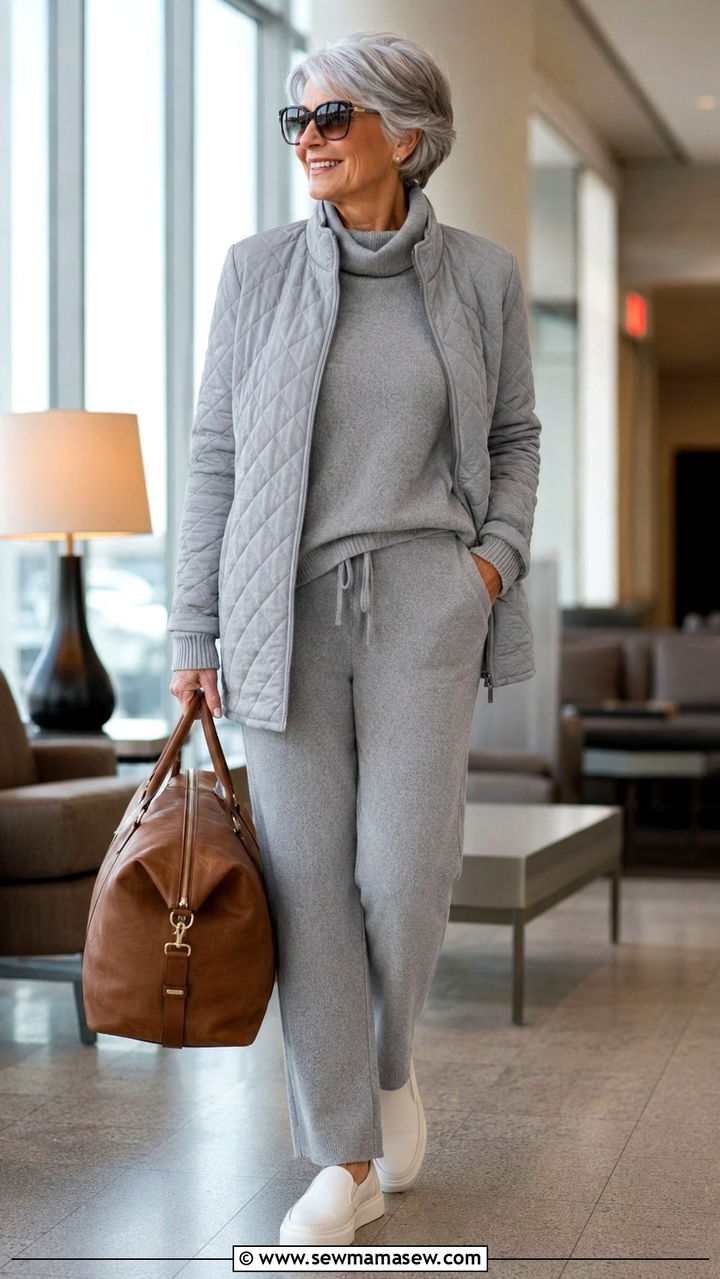 Soft Knit Lounge Set for Long Flights - 30 Travel outfit ideas for women over 60