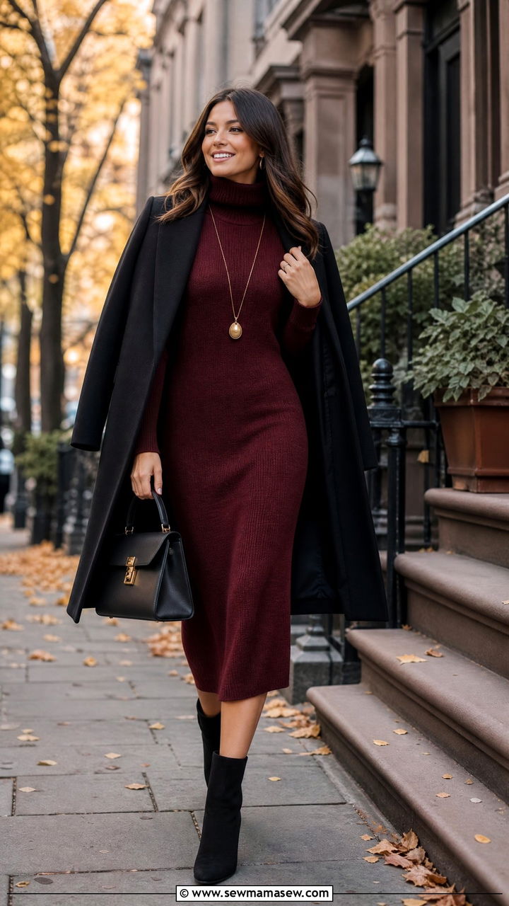 Soft Knit Midi Dress with Ankle Boots - 25 modest bridal shower outfit ideas