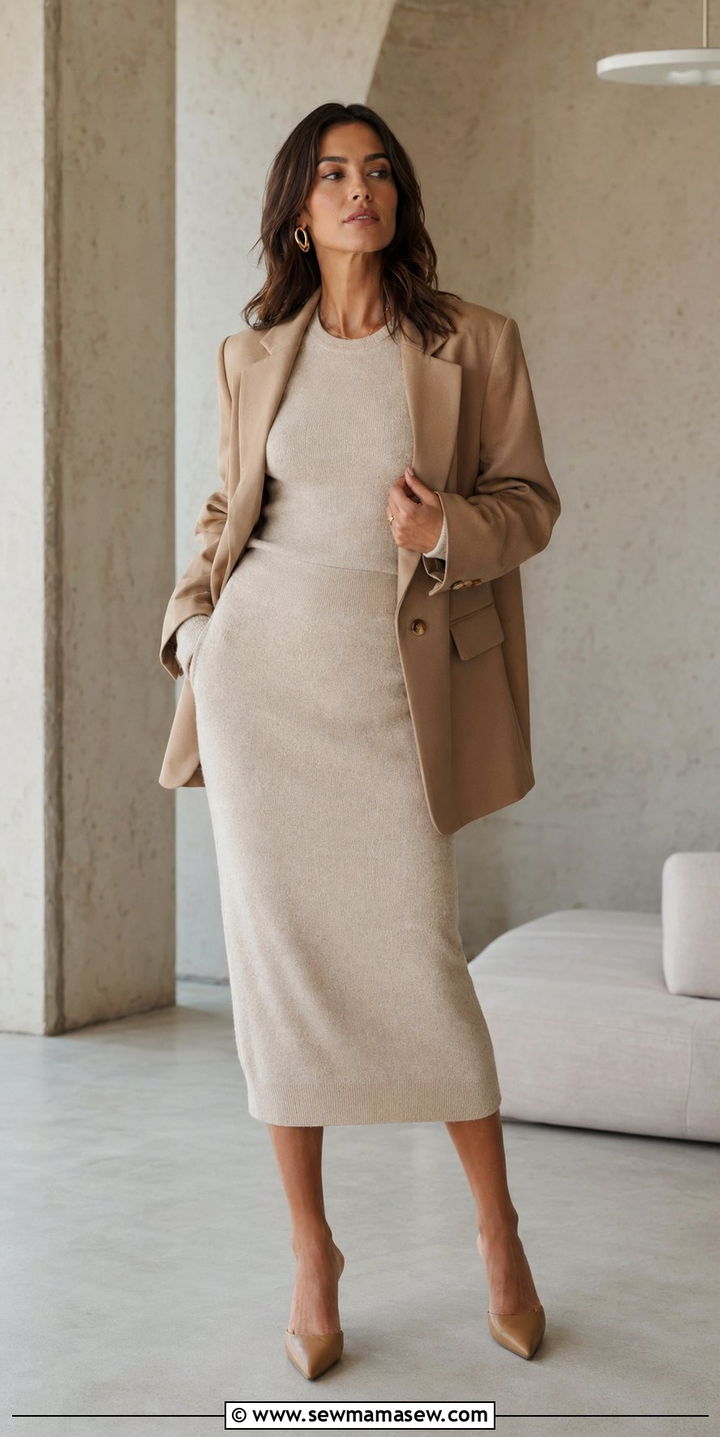 Soft Knit Set With Oversized Blazer - 35 April outfit ideas